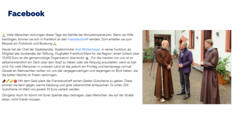 Facebook-Post von Mittwoch, 21. Dezember 2022