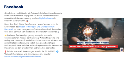 Facebook-Post von Montag, 10. Juli 2023 um 08:22: