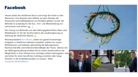 Facebook-Post vom 17. September 2023
