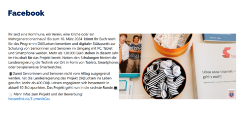 Facebook-Post vom 02. März 2024