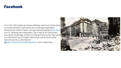 Facebook-Post vom 08. Mai 2024