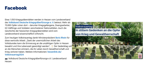 Facebook Post vom 17. November 2024