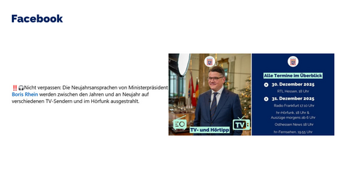 Facebook Post vom 30. Dezember 2025