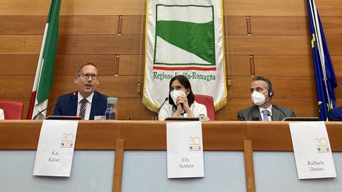 Sozialminister Kai Klose, Regional-Vizepräsidentin Elly Schlein und Gesundheitsminister Raffaele Donini