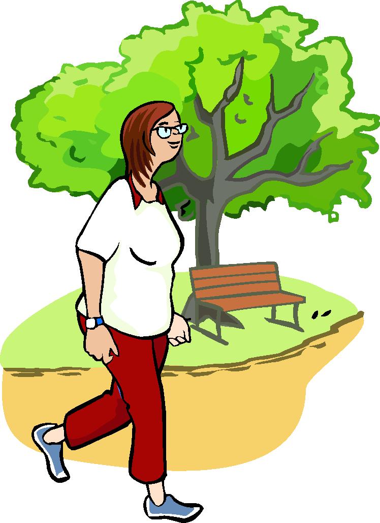 Ein Mensch geht im Park spazieren.